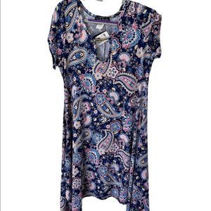 French Atmosphere Size L Paisley Short Sleeve Tunic Dress NWT’s